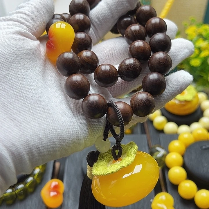 琥珀未镶嵌颈饰项链手持