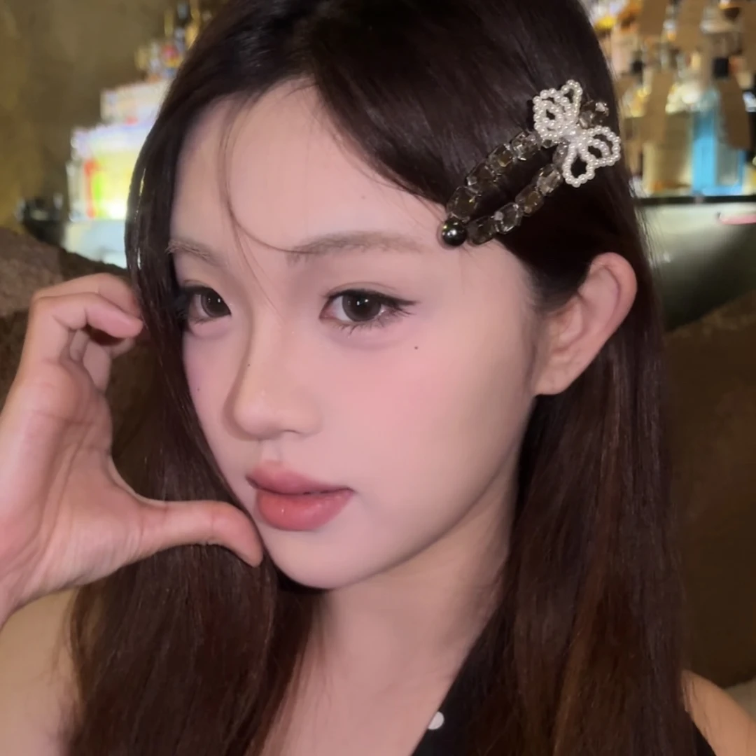 星糖结语～韩系气质珍珠蝴蝶结闪钻发夹百搭高级感侧边鸭嘴夹
