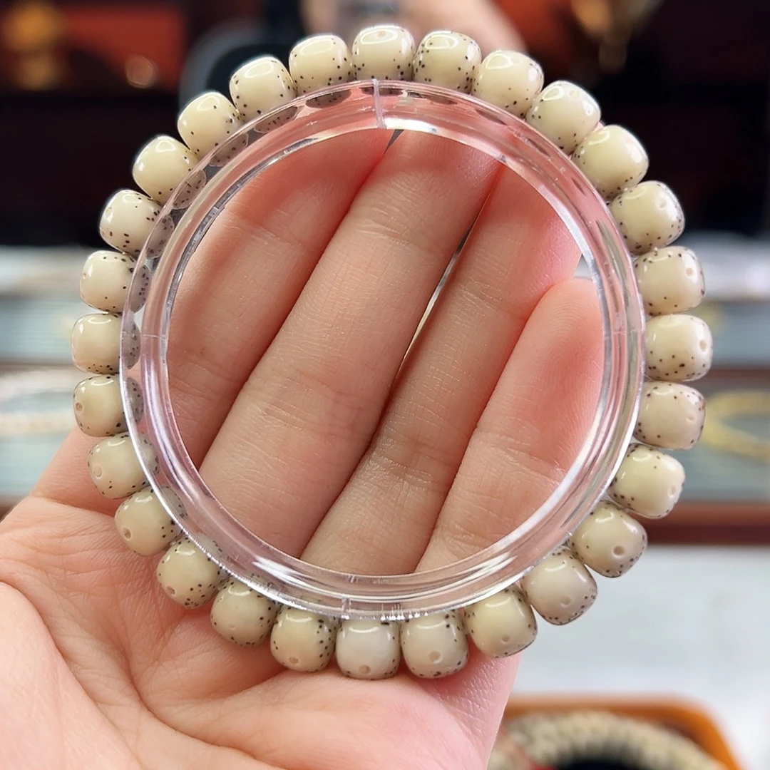 星月菩提手串Fqh8*7半壁贯穿通体留白 细小星 果冻料