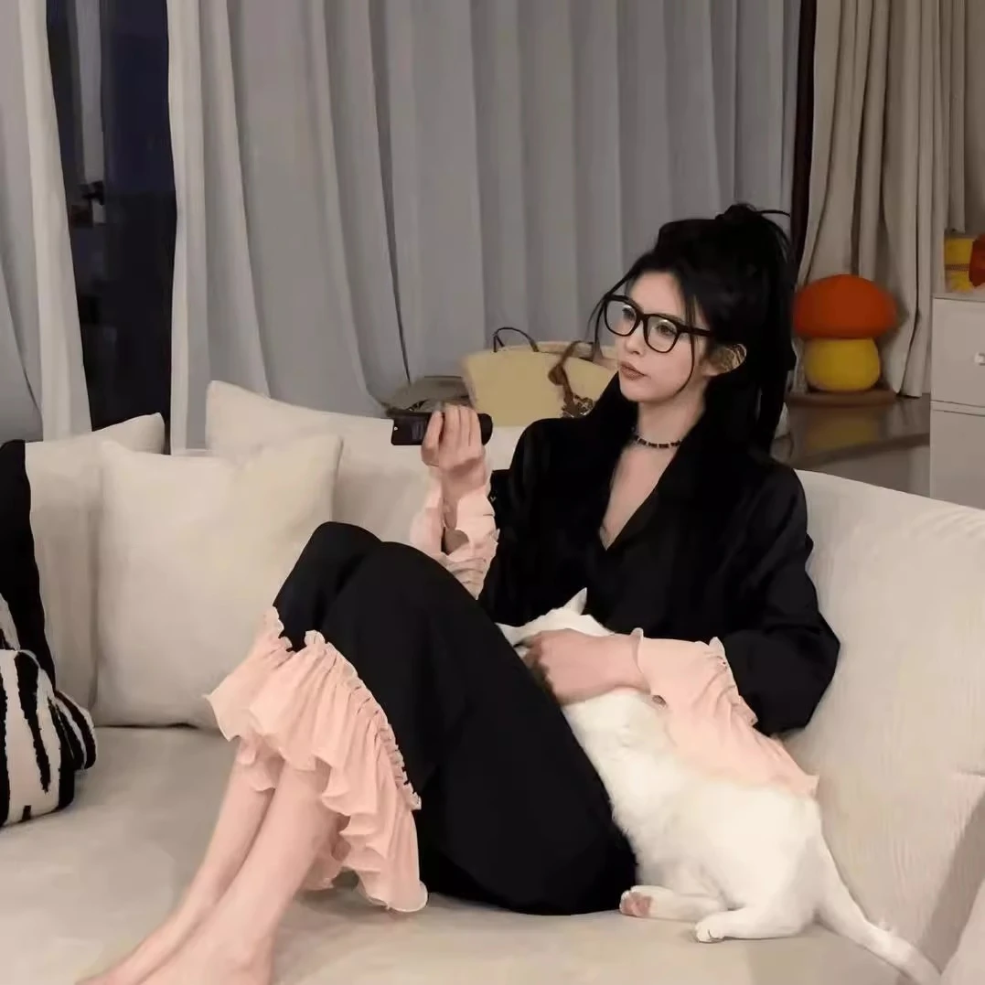 长袖睡衣女款秋冬季2025新款高级感冰丝绸甜美春季家居服套装外穿