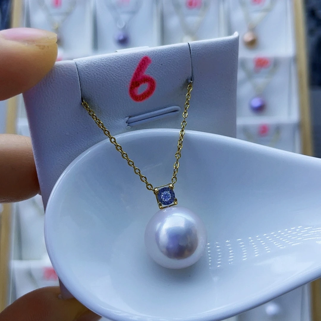 淡水珍珠吊坠(不含链)18K金镶嵌