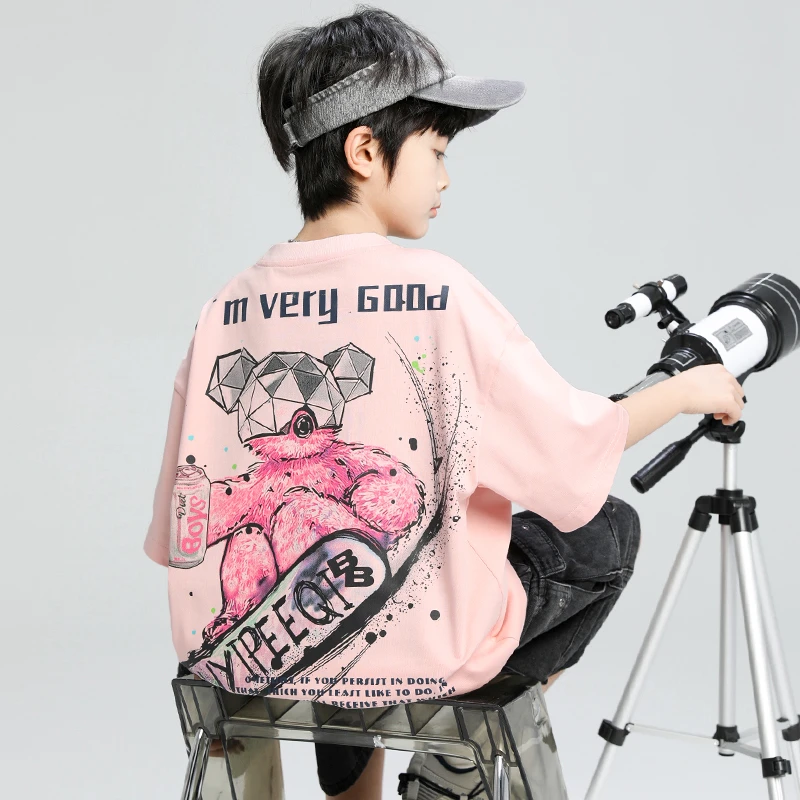 男童夏款短袖2025新款圆领T恤衫中大童宽松上衣潮【TQ】B5027