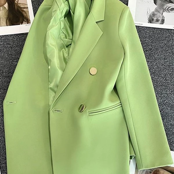 春季气质通勤西装女休闲宽松金属扣高级感薄款显瘦韩版长袖小西服