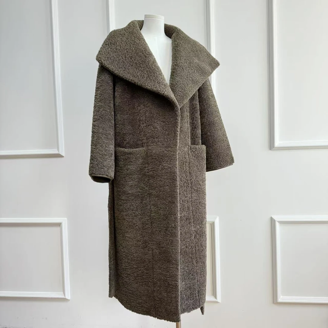 【Latti】复古摩登-时尚百搭大气优雅保暖加厚皮质泰迪大衣外套