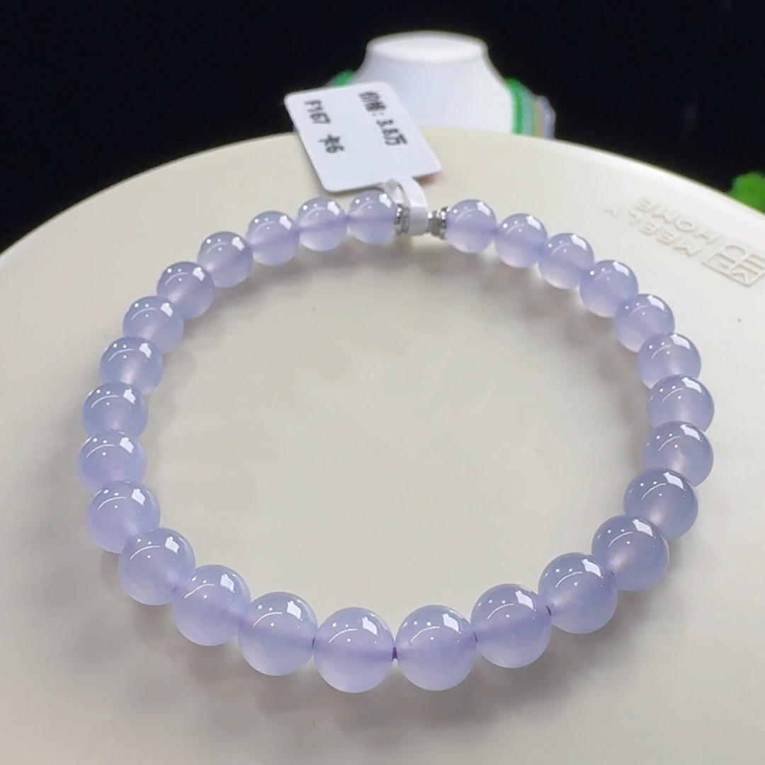 翡翠未镶嵌手链冰胶粉紫单圈卡6mm