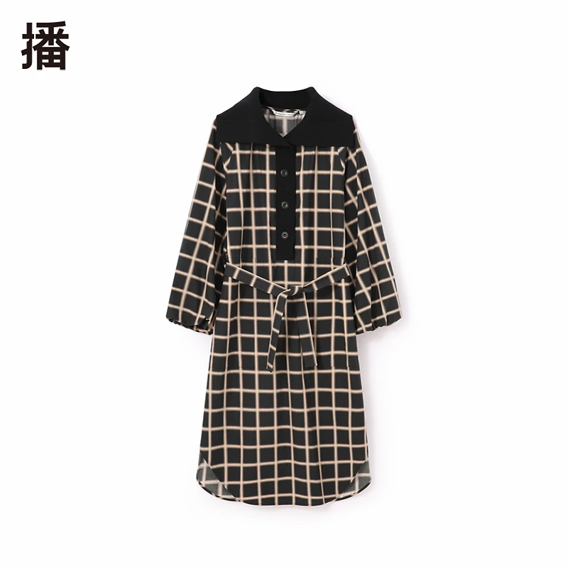 【达人专属】播气质秋冬女士时尚格子连衣裙BDQ3LD0705