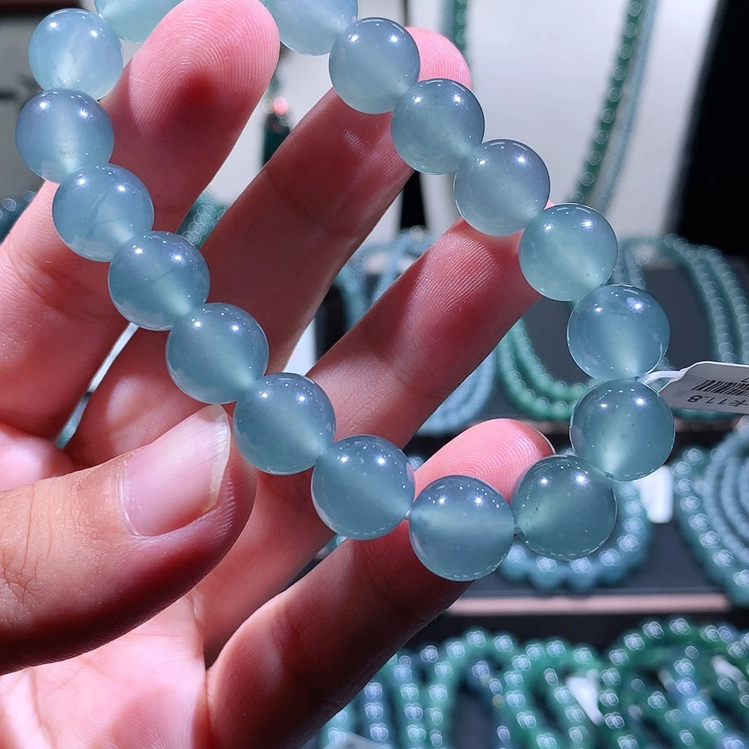 未镶嵌手链翡翠瓷*器天然a货翡翠手串11.8