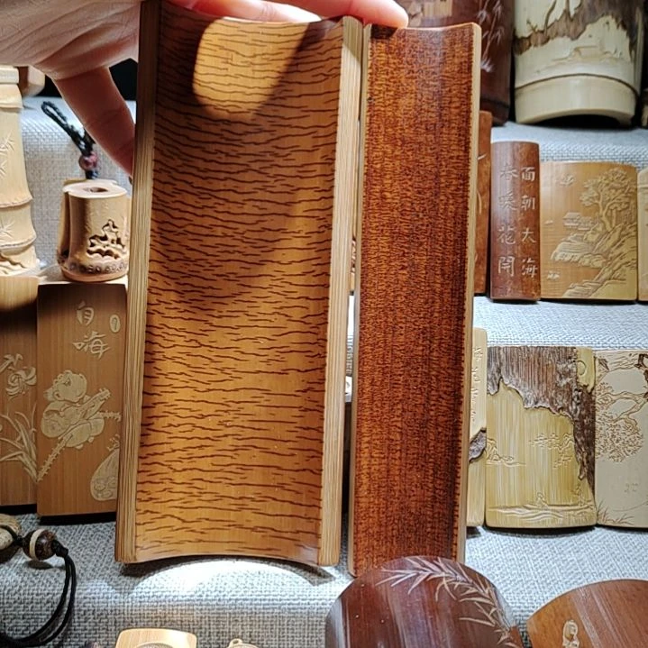 竹垂***湖竹雕老冰裂纹茶则