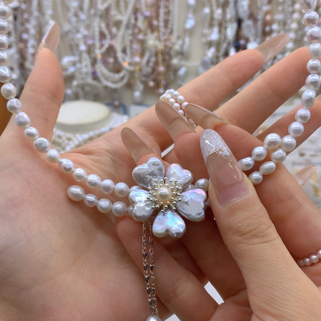 冬***眠合金淡水珍珠耳饰项链