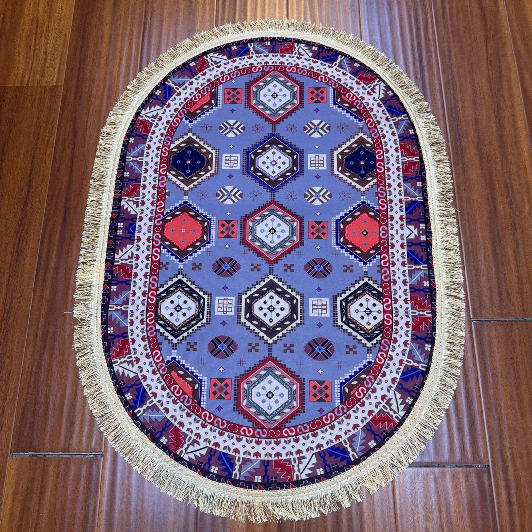 【塔克力玛坎地毯商行】椭圆形水晶绒地毯门垫美式复古卧室陶瓷防滑