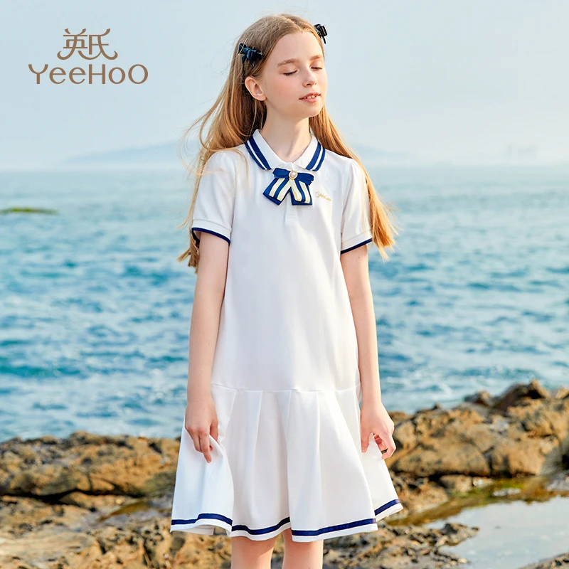（粉丝专享）英氏女童连衣裙儿童裙子学院风polo领长裙YS2402207YQ