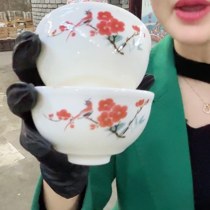 其他陶景德镇高温陶瓷一对翠竹红梅杯子