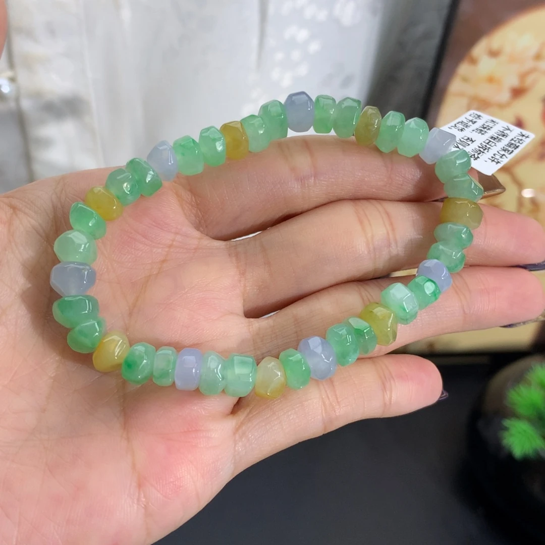 翡翠未镶嵌手串冰胶多宝随形手串