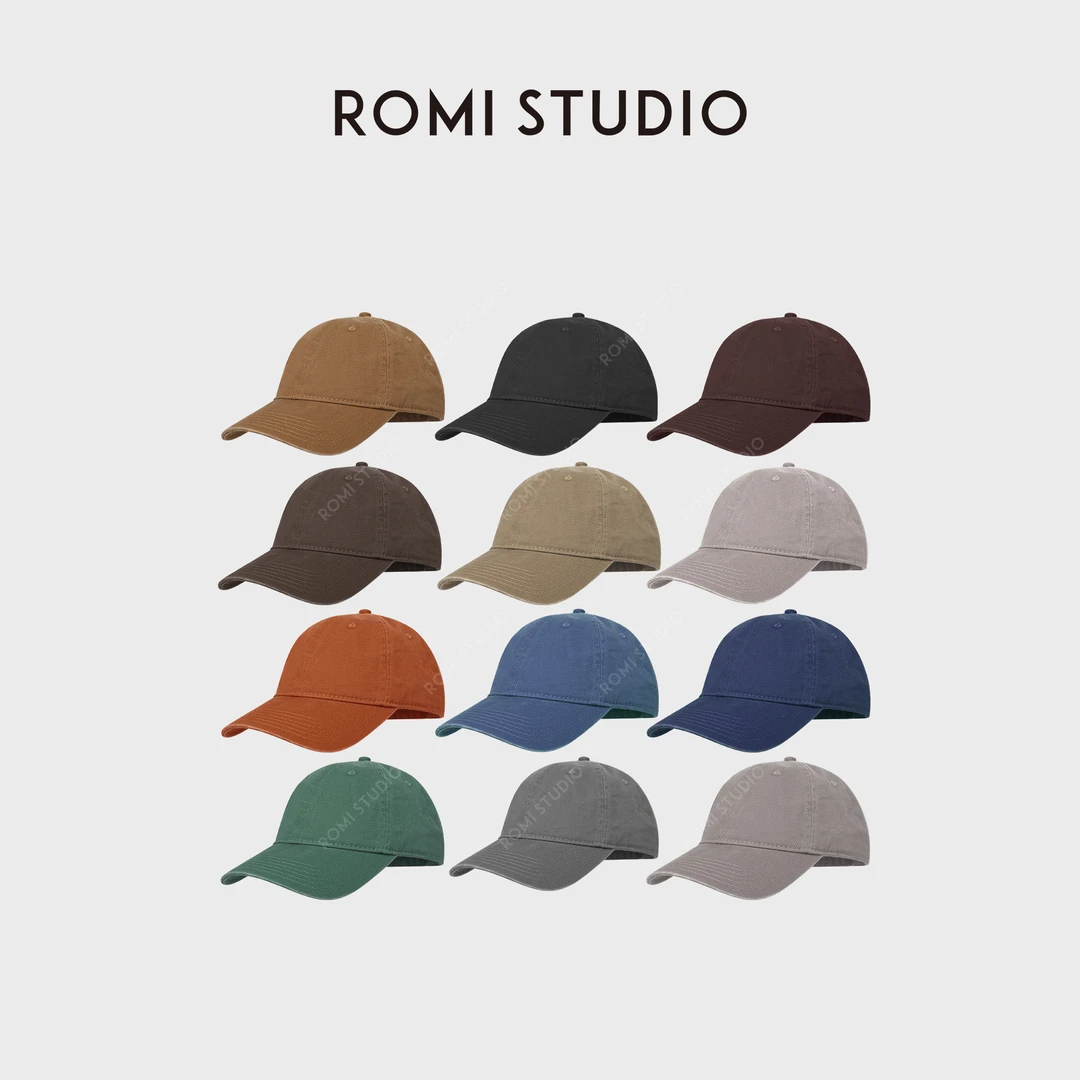 ROMI STUDIO“Vintage棒球帽”复古全棉水洗软顶弯檐帽RWCLP07327
