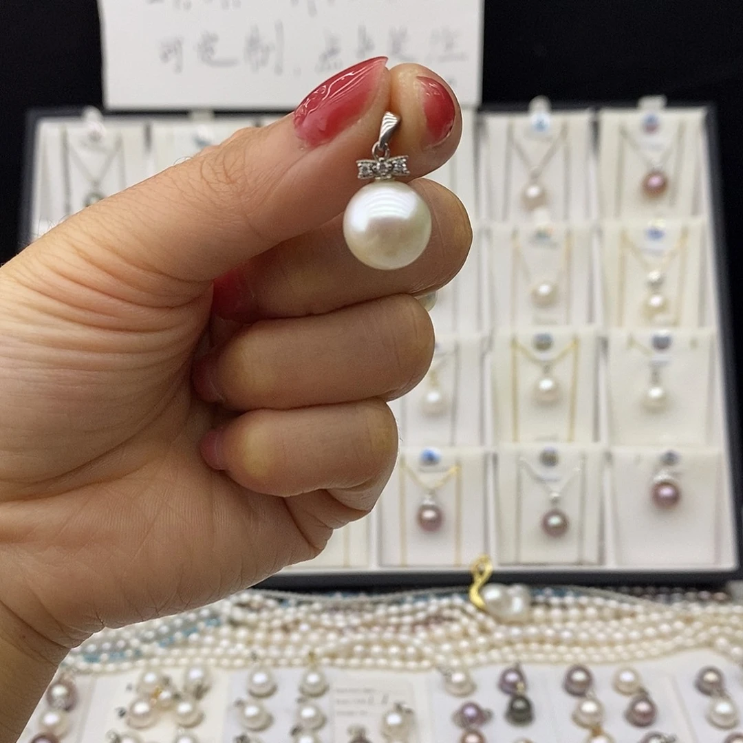 淡水珍珠银S925镶嵌吊坠(不含链)