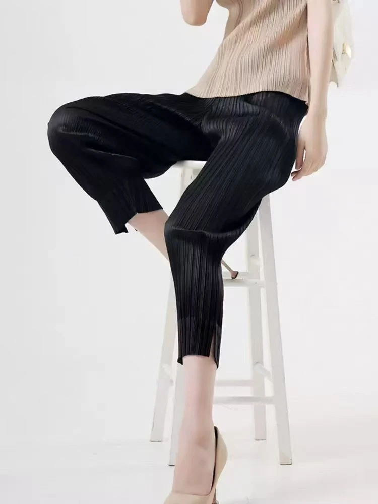 薄款高弹力透气舒适褶皱打底时尚夏季小脚裤【10#】