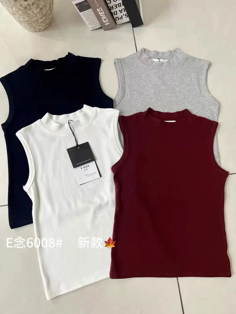 秋季新款半高领无袖修身显瘦百搭弹力女式内搭外穿背心