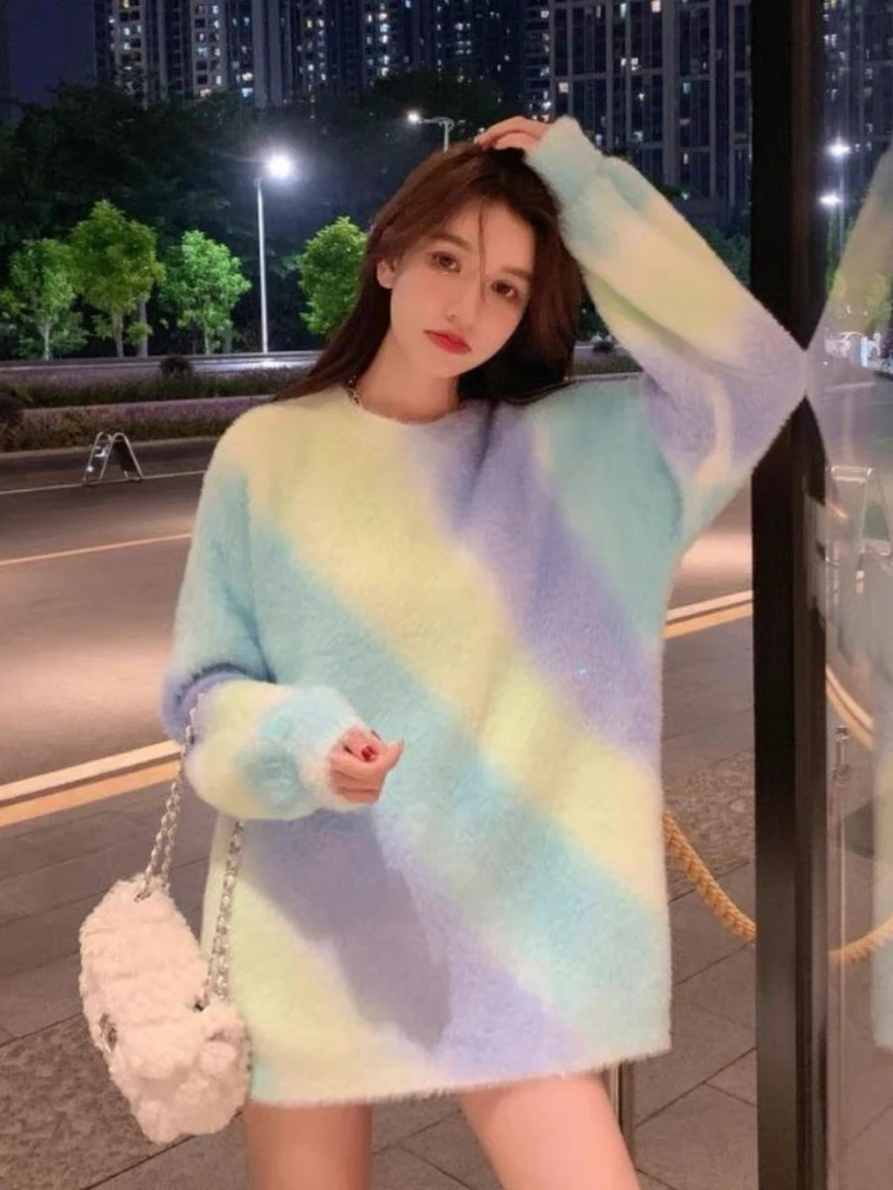 99039毛针织衫中长款女长款秋冬外穿长袖女装网红加厚韩版百搭