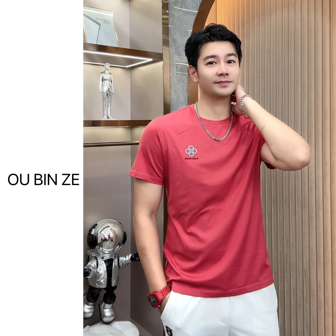 欧彬泽/丝光【阿波罗】简约2025夏季男装时尚弹力圆领短袖t恤棉