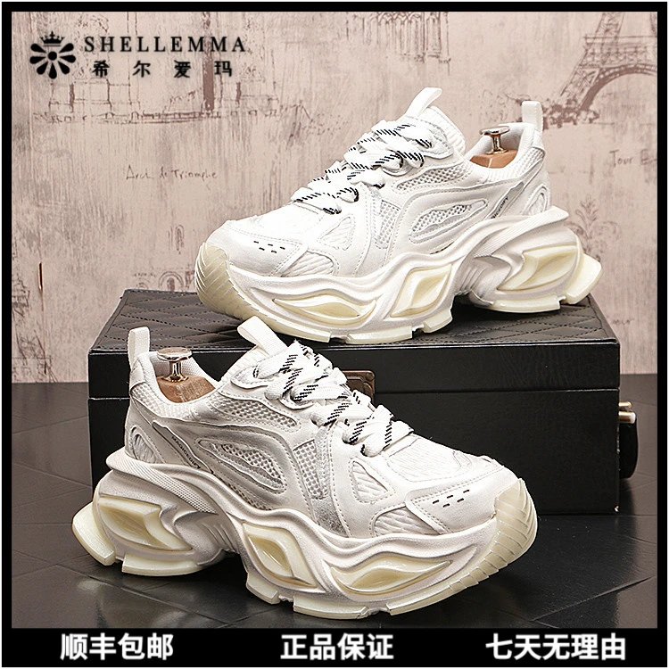 希尔爱玛透气男鞋厚底增高休闲运动鞋百搭透气网纱复古潮流鞋子老