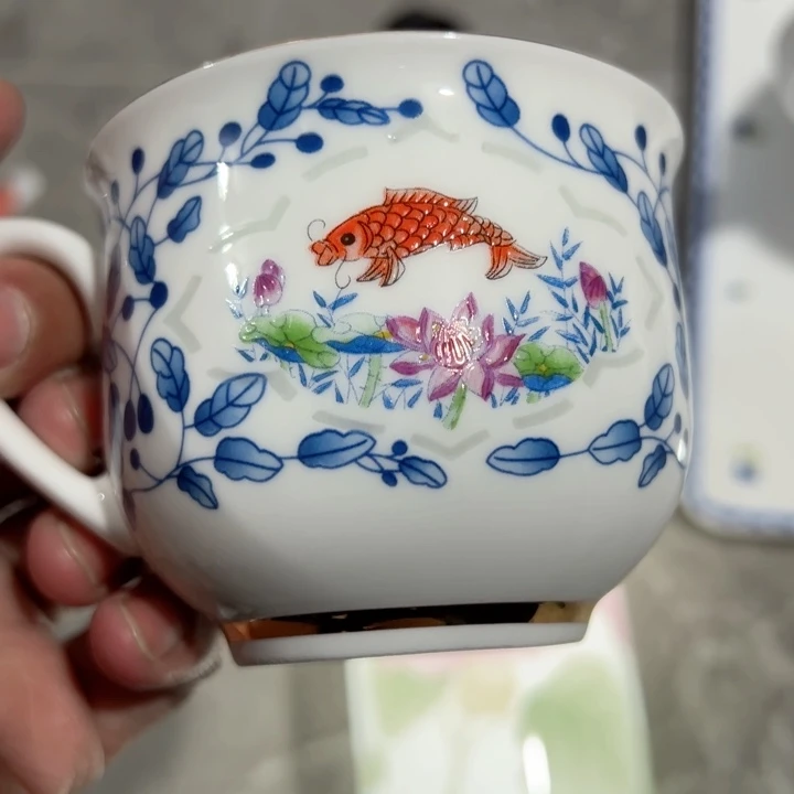 壶玲珑耳杯陶瓷带杯垫