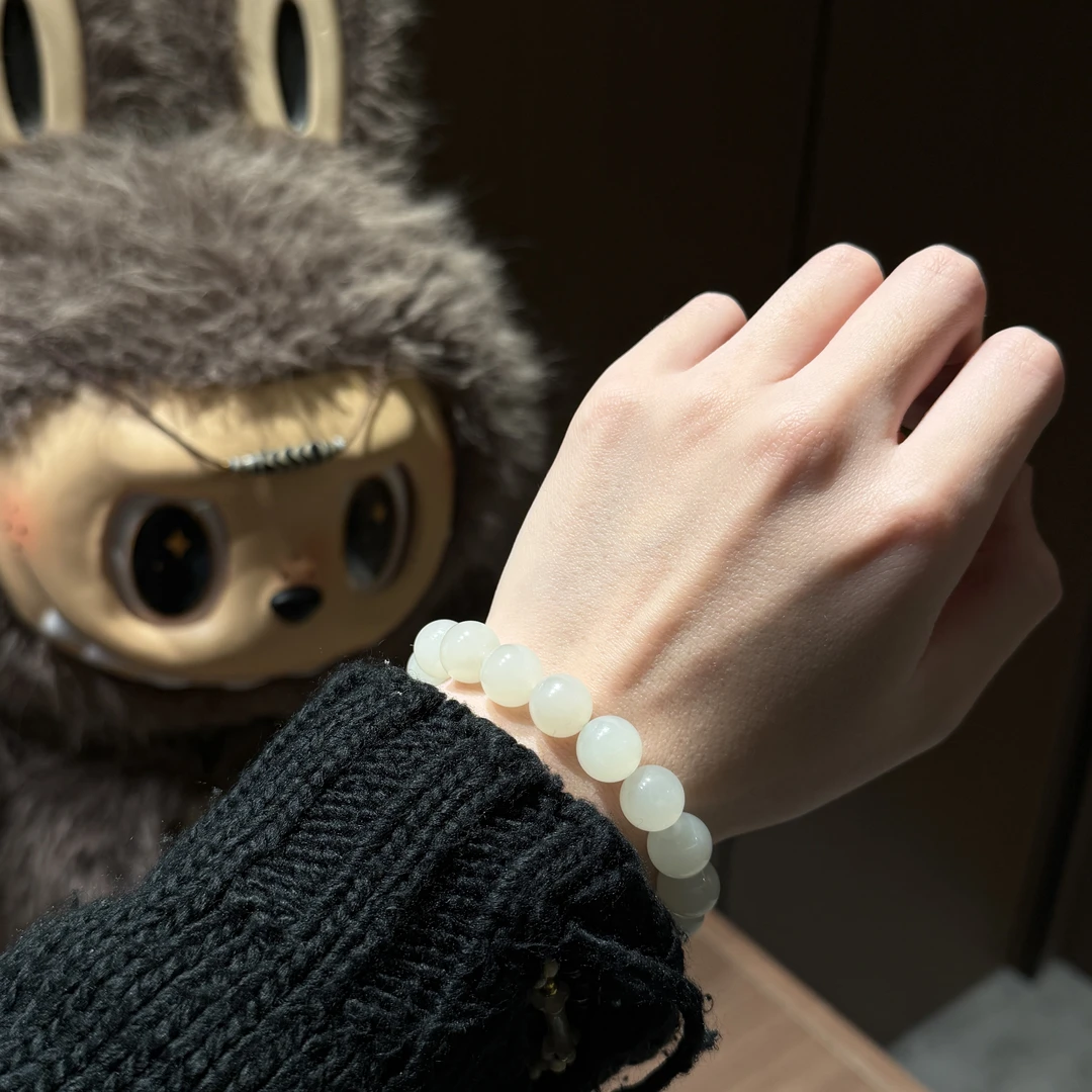 【TIANYU】和田玉凝脂上品大尺寸白玉单圈手串       HTY145