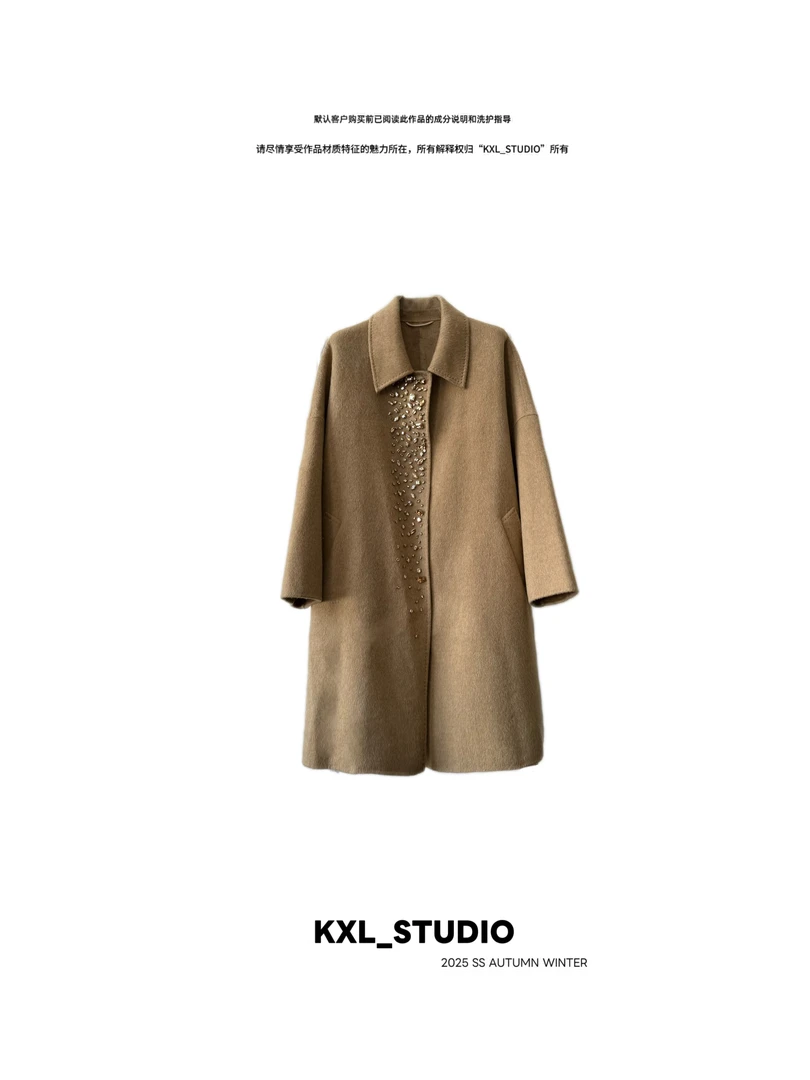 KXL-STUDIO 【高定手工坊】Milan_珠钻双面毛呢大衣6988