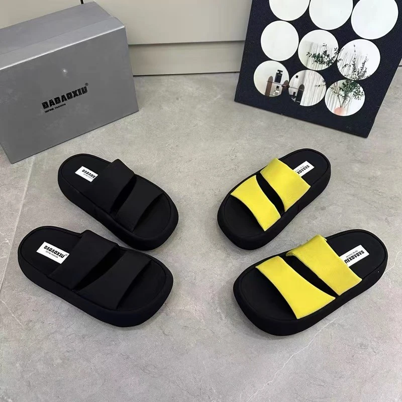 拖鞋女夏外穿2025新款简约时尚小个子厚底休闲沙滩凉拖鞋子网红