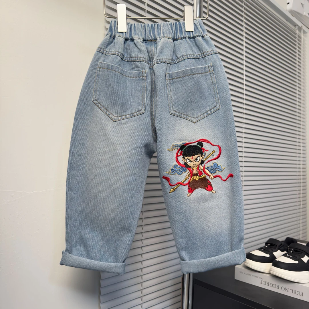 【重工哪吒】儿童牛仔裤春秋2025新款男童裤春装男孩春款宝宝休闲裤