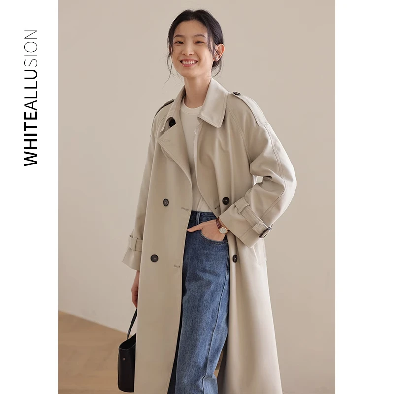 2025年流行中长款炸街英伦风外套女春秋休闲宽松高个子风衣气质