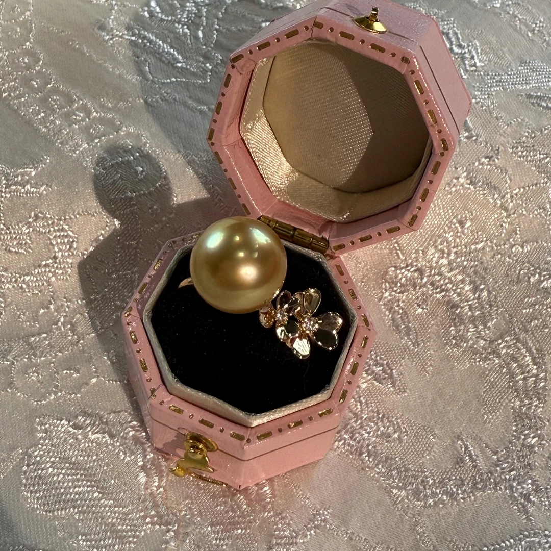 【HH】海水金色珍珠 18K金戒指 10-11MM