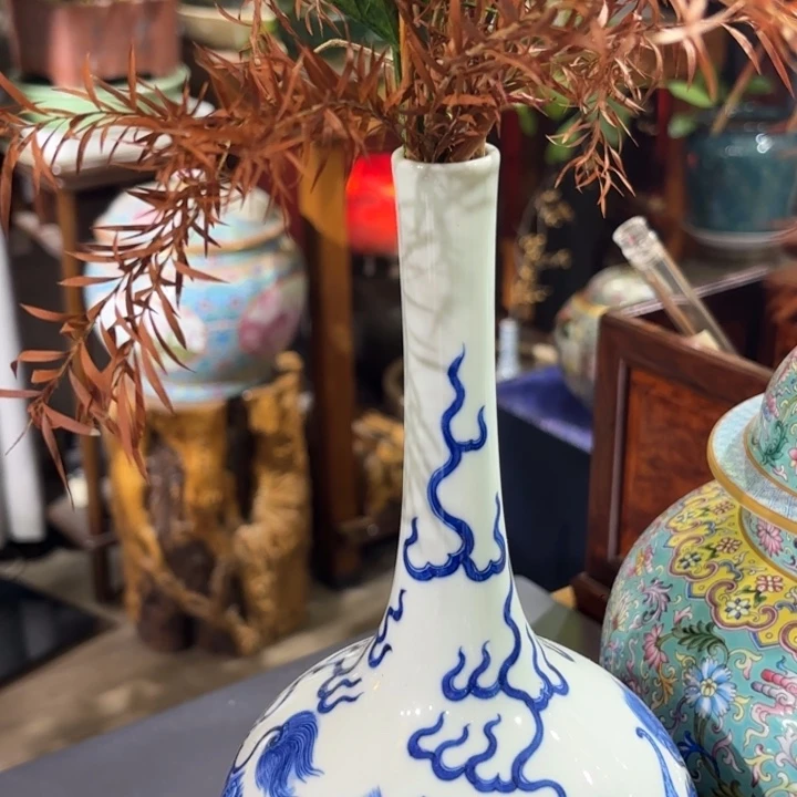 摆件陶手工手绘青花瓶