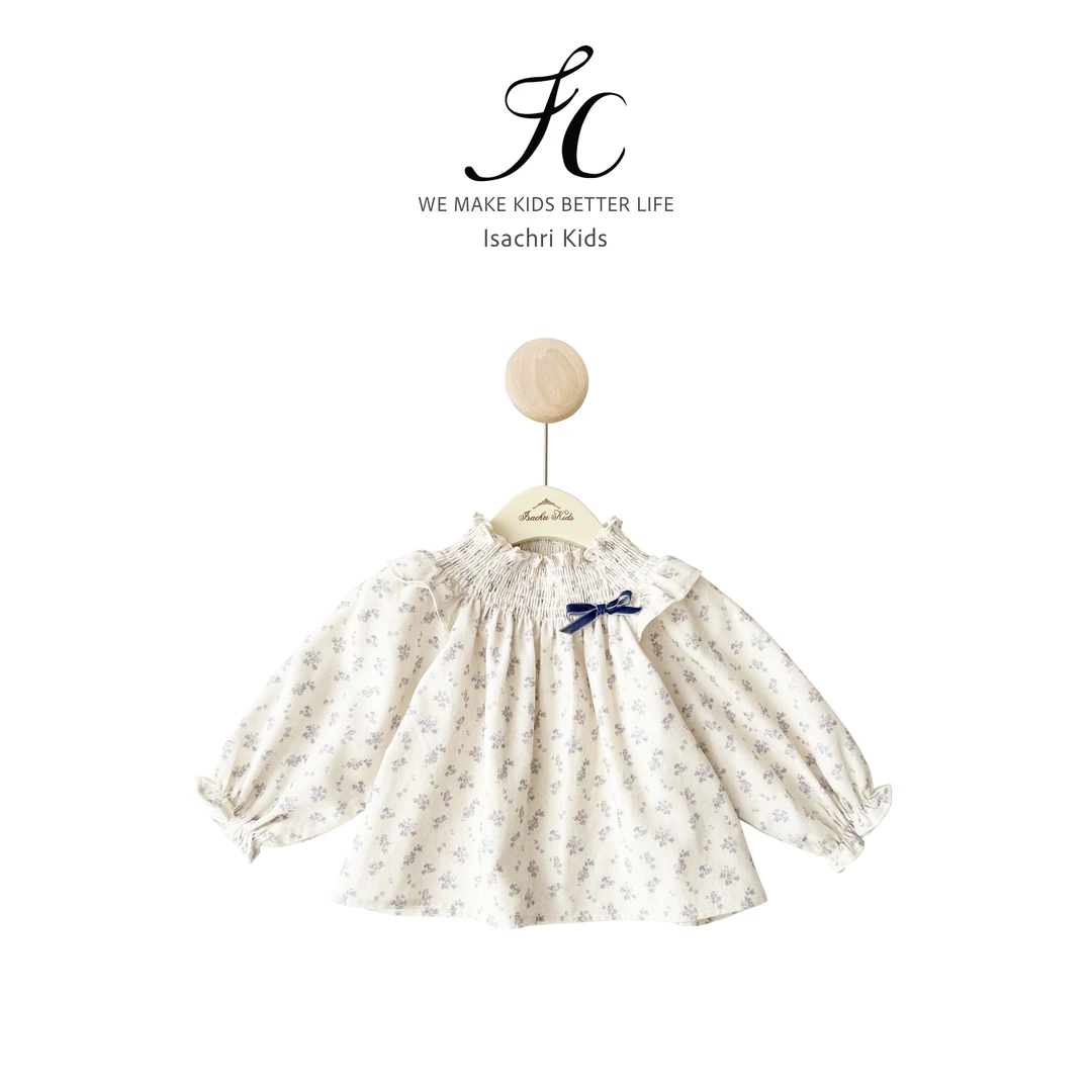 晶晶家【现发】江南2.0碎花娃娃衫秋季女童灯芯绒上衣宝宝衬衫IS751