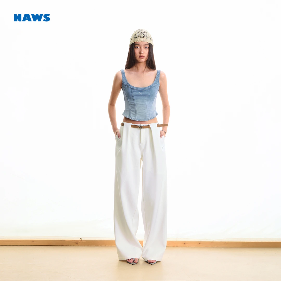 【达播专属】NAWS 烟管西装直筒裤 高级双褶宽松休闲百搭西装裤长裤