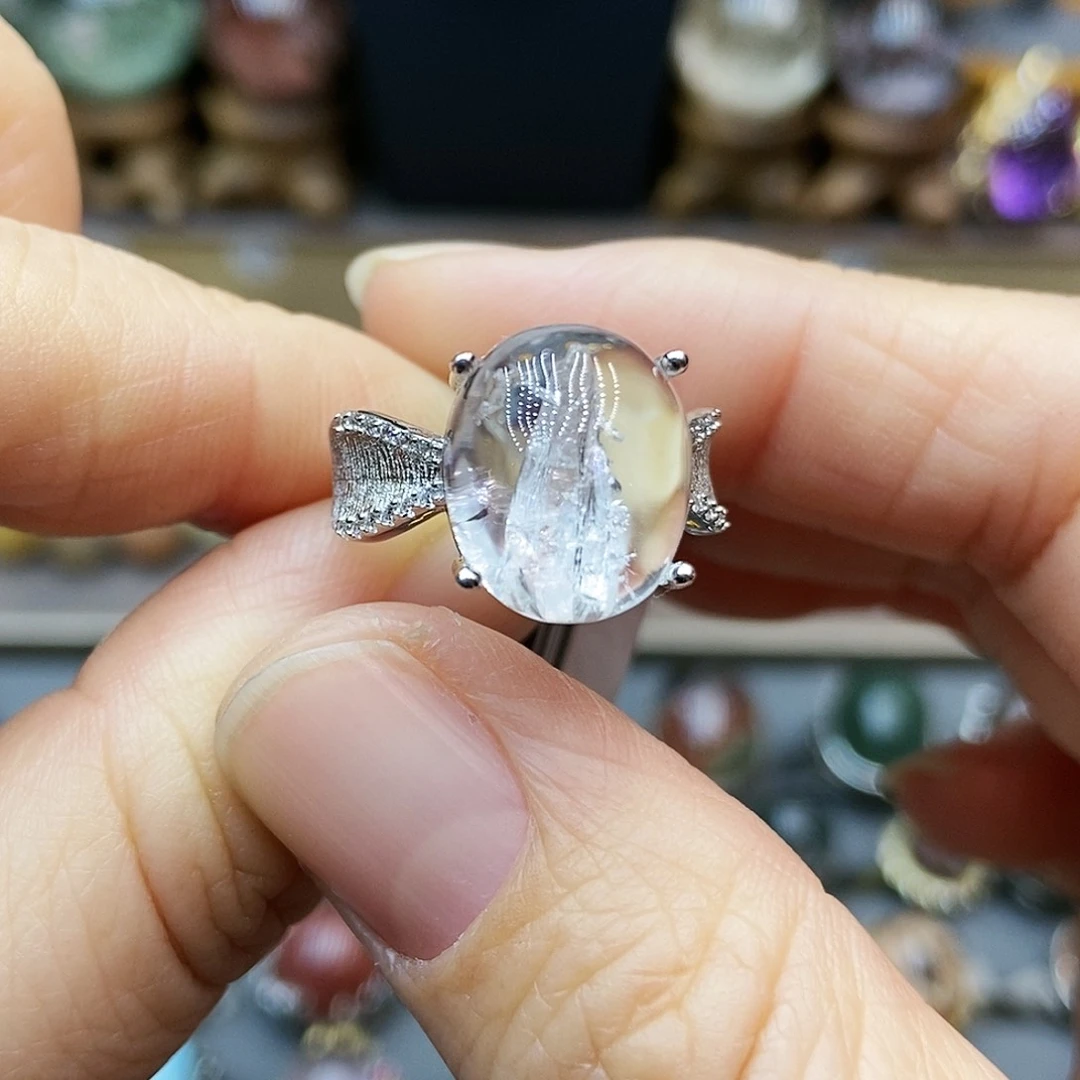 水晶戒指银S925镶嵌阿*儿