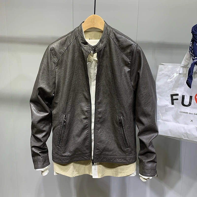复古软皮机车服夹克男士皮衣男潮流2025年春秋季新款薄款外套男
