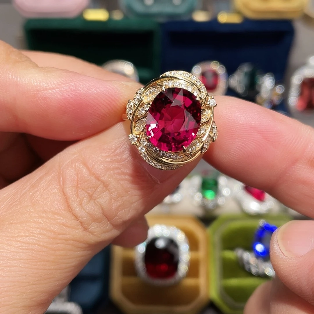 戒指18K金镶嵌碧玺4.71ct
