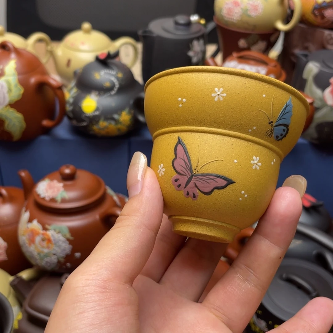 紫泥茶杯紫砂主人杯100cc