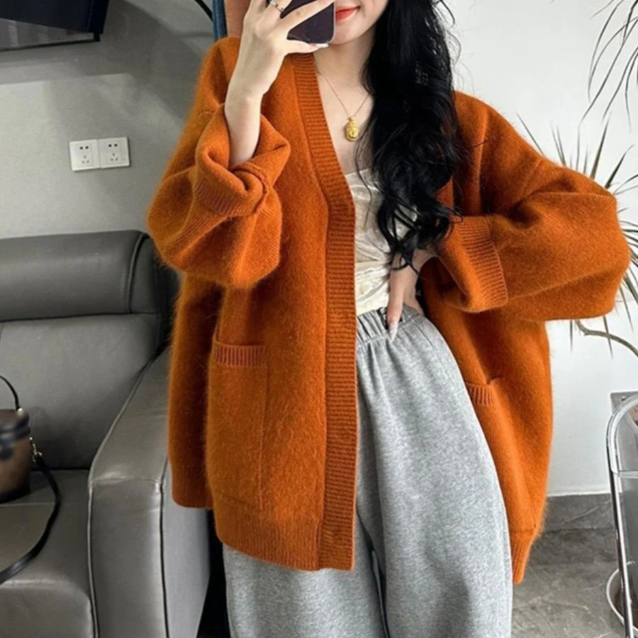 跨境超好看针织开衫女早秋装氛围感软糯毛衣外裙子内搭打底衫