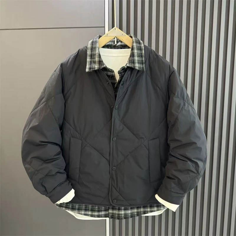 VENUIWON/温纽旺男士冬季连帽工装棉衣棉服日系短款保暖立领潮流