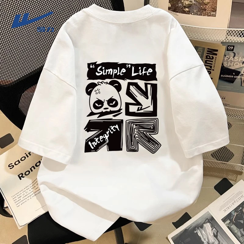 回力美式高街纯棉短袖男款夏季设计感宽松圆领半袖青少年百搭t恤