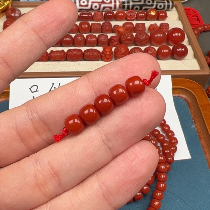 南红玛瑙老型珠卡7(5颗一组未镶嵌