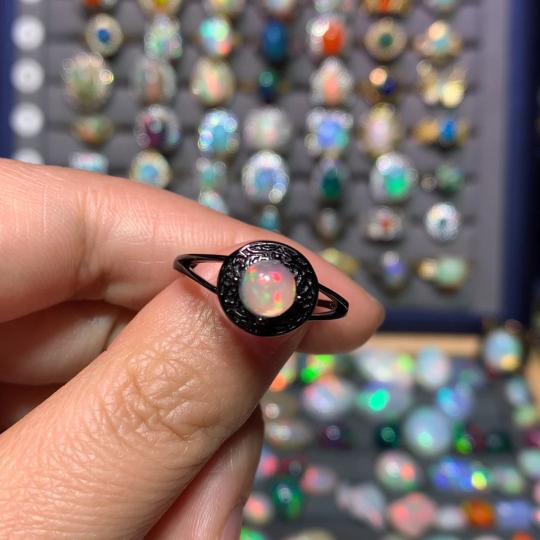 欧泊戒指款式银S925镶嵌