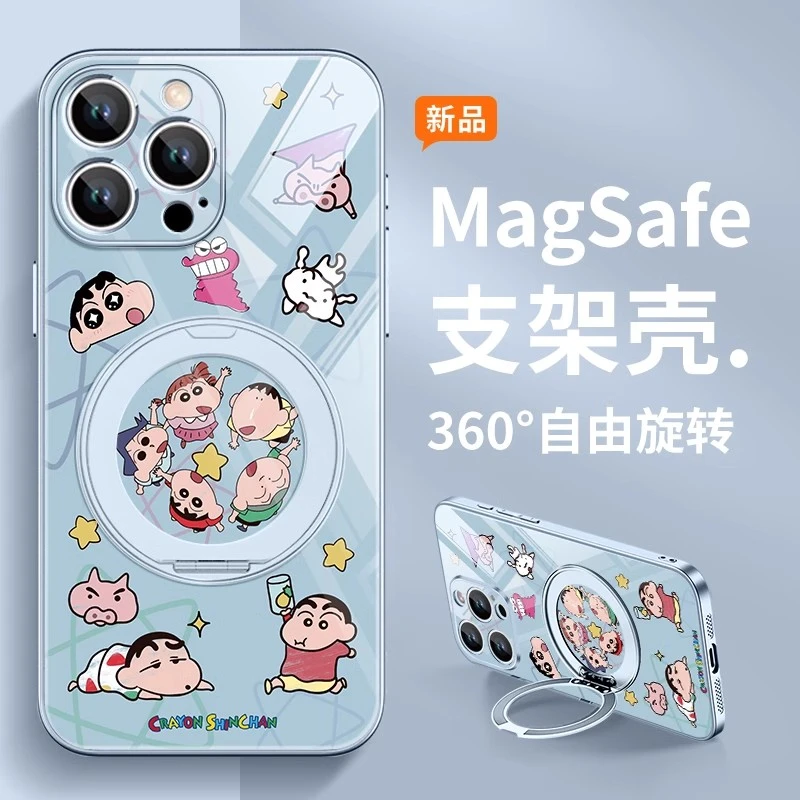 蜡笔小新适用苹果16手机壳磁吸支架华为mate70动漫小米15超薄防摔