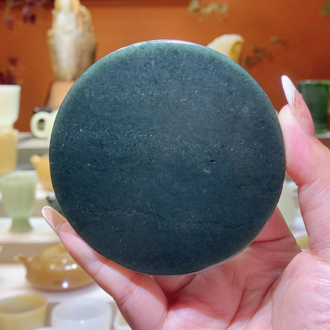 未镶嵌和田玉摆件和田玉青玉杯垫82.8mm