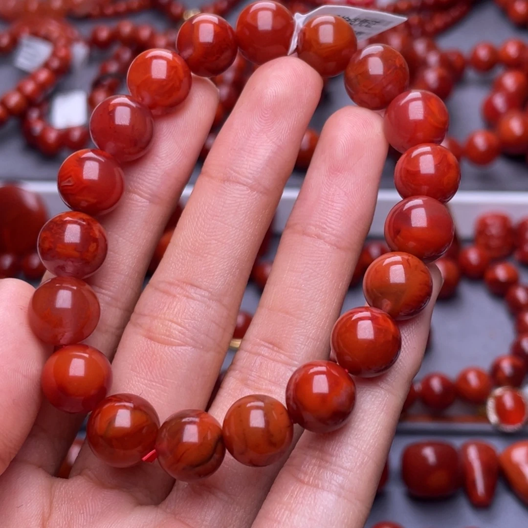 南红玛瑙未镶嵌其他天然原矿）10.5mm瓦西双色圆珠手串