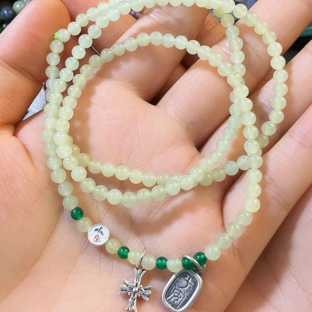 和田玉银S925镶嵌手链