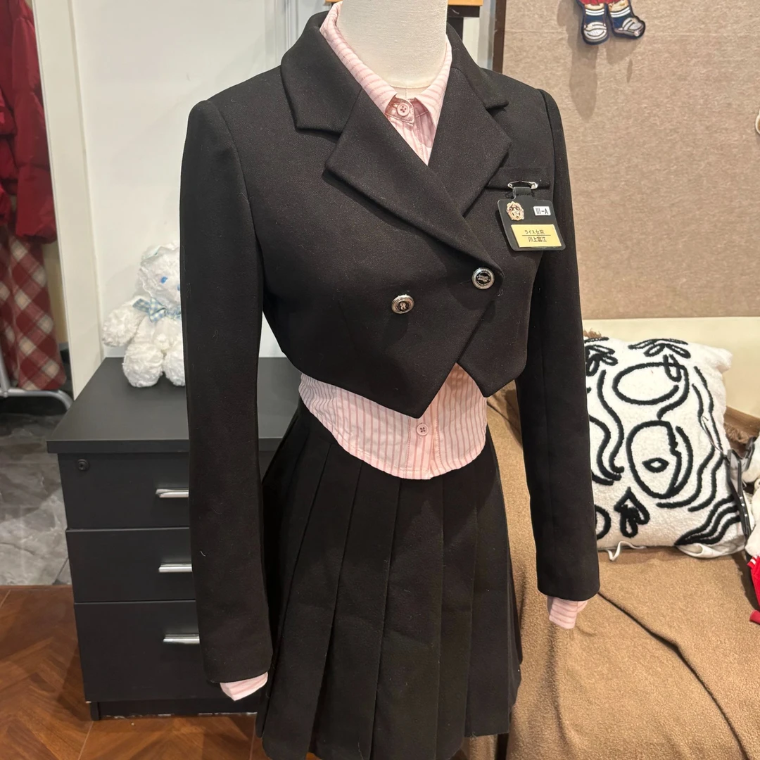 爱丽丝公馆黑粉2.0 织物猪原创 黑粉美式甜辣感学院风收腰显瘦