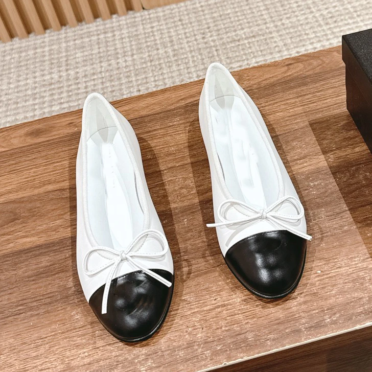 rv  拼色圆头芭蕾舞平底鞋