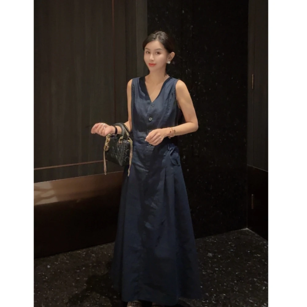 鑫燃KIKI 米兰夏日|老钱风100亚麻显瘦连衣裙 82206-1 82206 UU